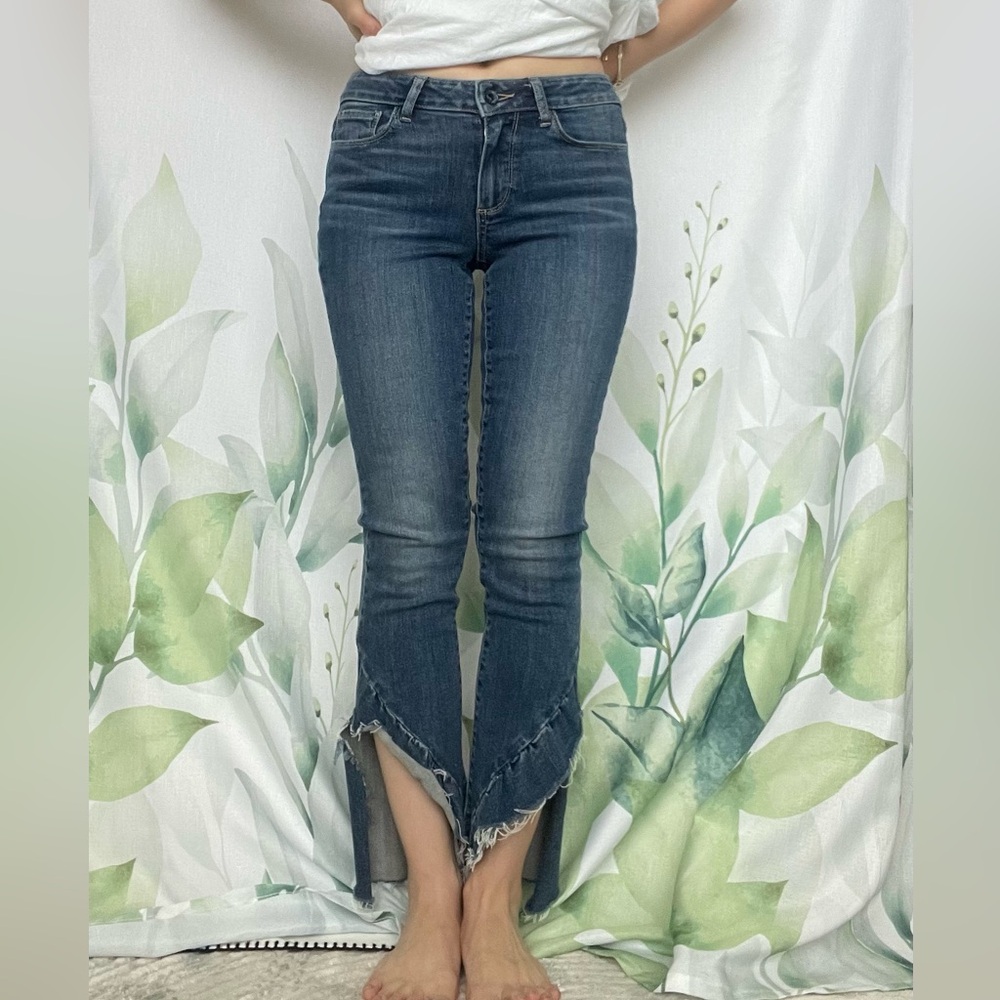 Paige Stylish Blue Frayed Hem Women Jeans